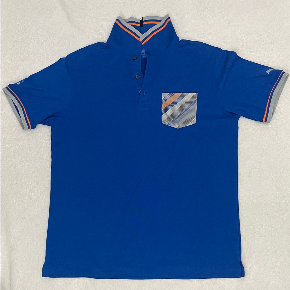 Puma Royal Blue Polo with Striped Accents